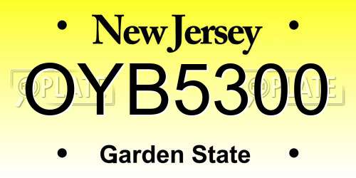 OYB5300 New Jersey License Plate