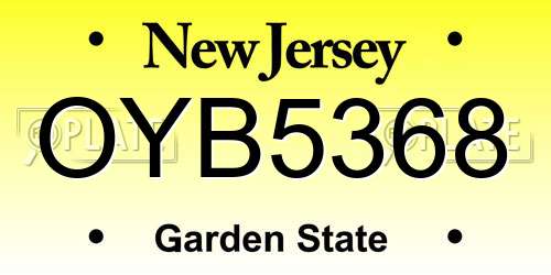 OYB5368 New Jersey License Plate