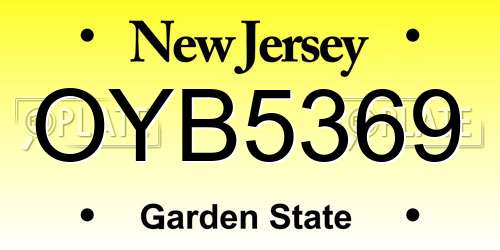 OYB5369 New Jersey License Plate