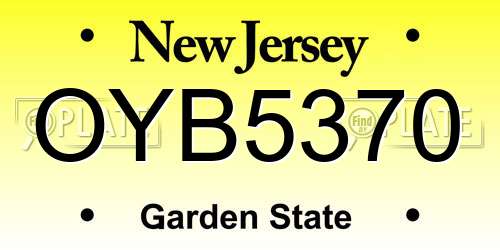 OYB5370 New Jersey License Plate