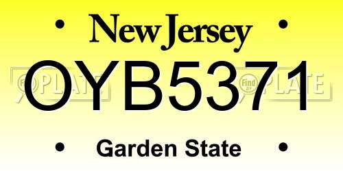 OYB5371 New Jersey License Plate