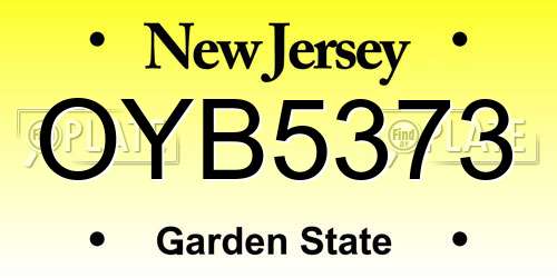 OYB5373 New Jersey License Plate