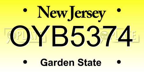 OYB5374 New Jersey License Plate