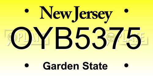 OYB5375 New Jersey License Plate