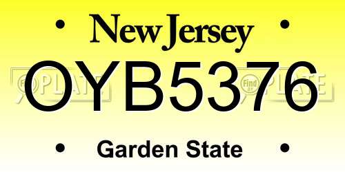 OYB5376 New Jersey License Plate
