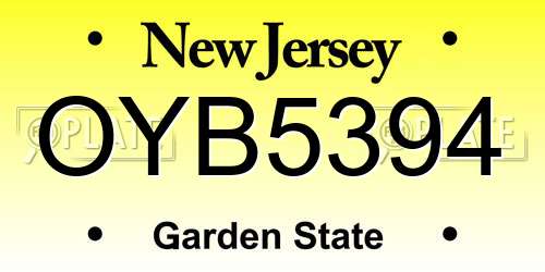 OYB5394 New Jersey License Plate