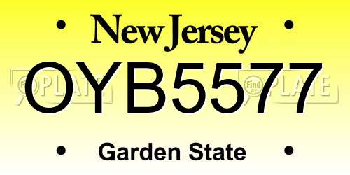 OYB5577 New Jersey License Plate