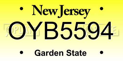 OYB5594 New Jersey License Plate