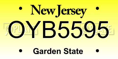 OYB5595 New Jersey License Plate
