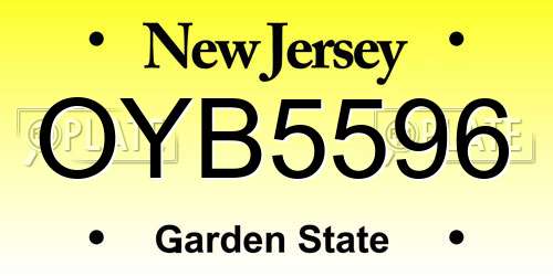 OYB5596 New Jersey License Plate