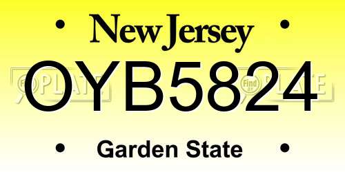 OYB5824 New Jersey License Plate