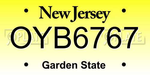 OYB6767 New Jersey License Plate