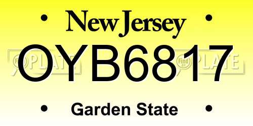 OYB6817 New Jersey License Plate