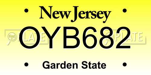 OYB682 New Jersey License Plate