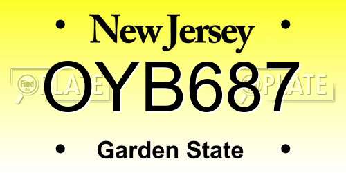 OYB687 New Jersey License Plate