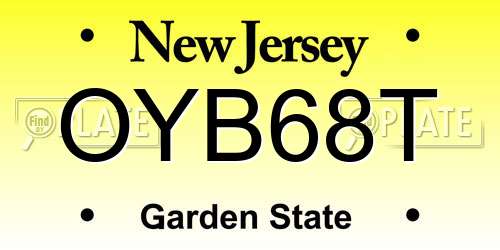 OYB68T New Jersey License Plate