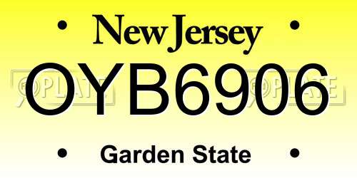 OYB6906 New Jersey License Plate