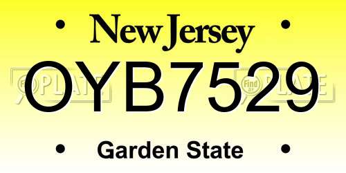 OYB7529 New Jersey License Plate