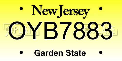 OYB7883 New Jersey License Plate