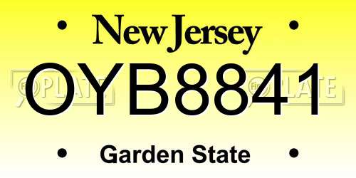 OYB8841 New Jersey License Plate