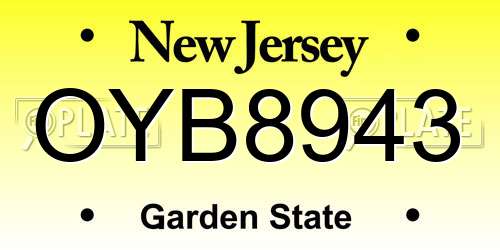 OYB8943 New Jersey License Plate