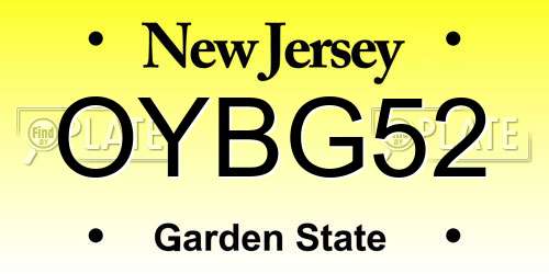 OYBG52 New Jersey License Plate