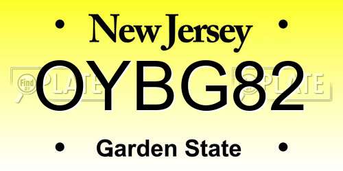 OYBG82 New Jersey License Plate