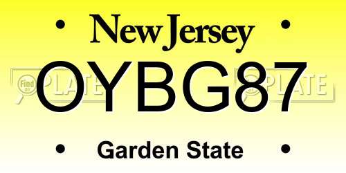 OYBG87 New Jersey License Plate