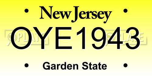 OYE1943 New Jersey License Plate