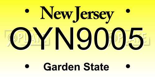 OYN9005 New Jersey License Plate