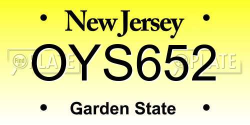 OYS652 New Jersey License Plate