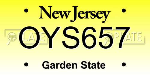 OYS657 New Jersey License Plate