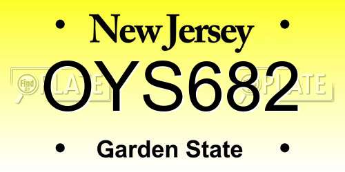 OYS682 New Jersey License Plate
