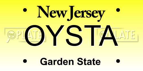 OYSTA New Jersey License Plate