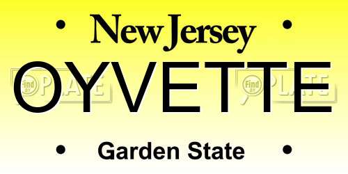 OYVETTE New Jersey License Plate