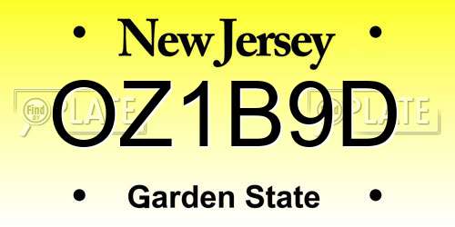 OZ1B9D New Jersey License Plate