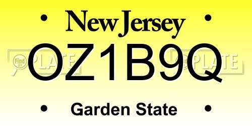 OZ1B9Q New Jersey License Plate