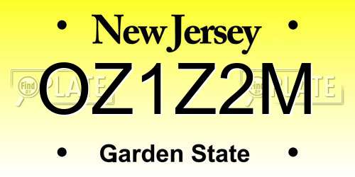 OZ1Z2M New Jersey License Plate