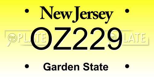 OZ229 New Jersey License Plate