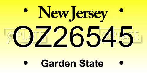 OZ26545 New Jersey License Plate