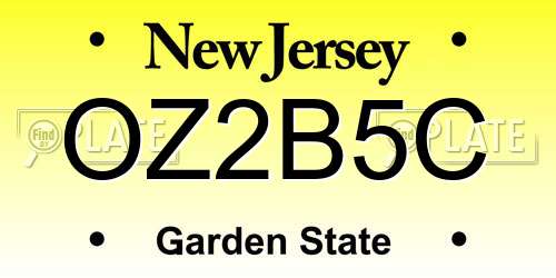 OZ2B5C New Jersey License Plate