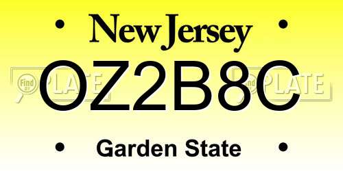 OZ2B8C New Jersey License Plate