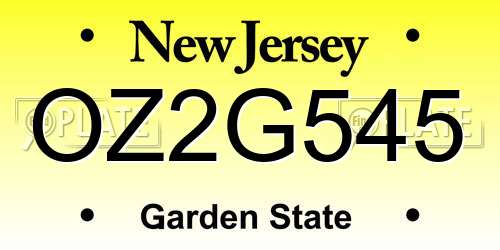 OZ2G545 New Jersey License Plate