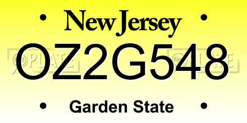 OZ2G548 New Jersey License Plate