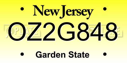 OZ2G848 New Jersey License Plate