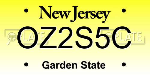 OZ2S5C New Jersey License Plate