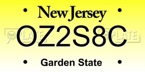 OZ2S8C New Jersey License Plate