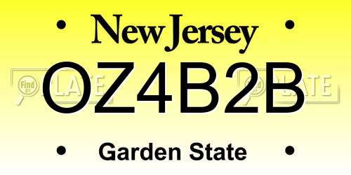 OZ4B2B New Jersey License Plate