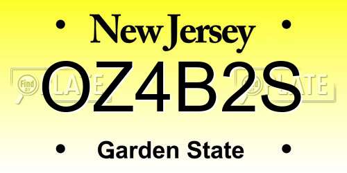 OZ4B2S New Jersey License Plate