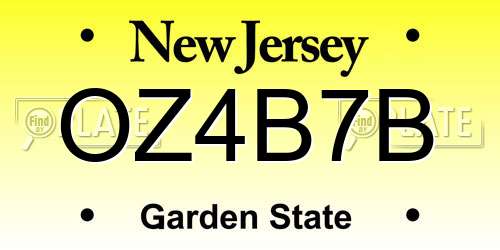 OZ4B7B New Jersey License Plate